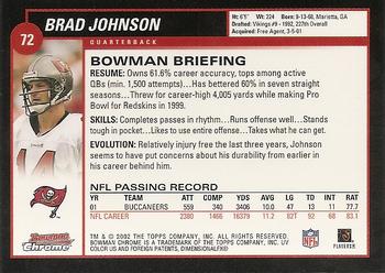2002 Bowman Chrome #72 Brad Johnson Back