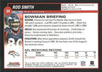 2002 Bowman Chrome #34 Rod Smith Back