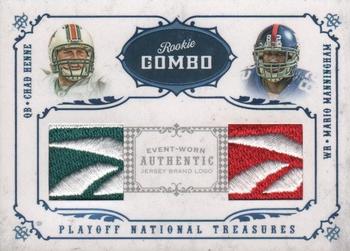 2008 Playoff National Treasures - Rookie Combo Material Brand Logos #4 Chad Henne / Mario Manningham Front