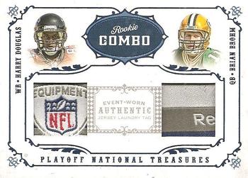 2008 Playoff National Treasures - Rookie Combo Material Laundry Tags #1 Harry Douglas / Brian Brohm Front