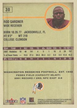 2002 Fleer Authentix #30 Rod Gardner Back