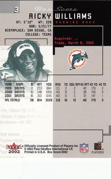 2002 Fleer Box Score #3 Ricky Williams Back