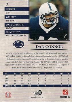 2008 Press Pass - Reflectors Blue #3 Dan Connor Back