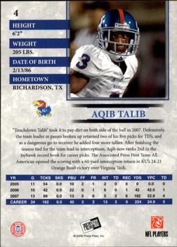 2008 Press Pass - Reflectors Blue #4 Aqib Talib Back