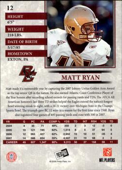 2008 Press Pass - Reflectors Blue #12 Matt Ryan Back