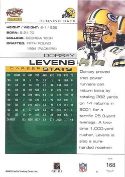 2002 Pacific #168 Dorsey Levens Back