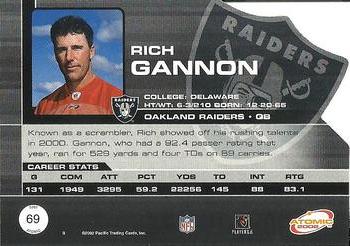 2002 Pacific Atomic #69 Rich Gannon Back