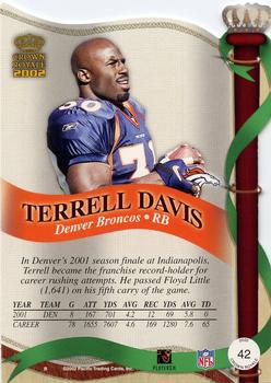 2002 Pacific Crown Royale #42 Terrell Davis Back