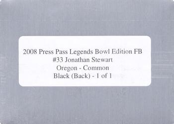 2008 Press Pass Legends Bowl Edition - Printing Plates Back Black #33 Jonathan Stewart Back