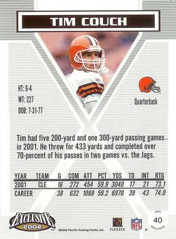 2002 Pacific Exclusive #40 Tim Couch Back