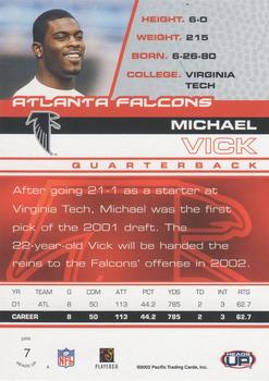 2002 Pacific Heads Up #7 Michael Vick Back