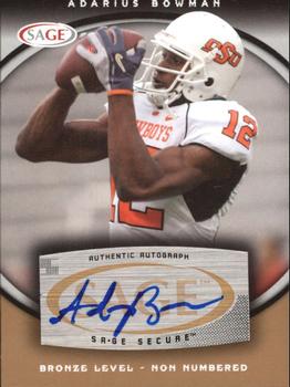 2008 SAGE - Autographs Bronze #A6 Adarius Bowman Front