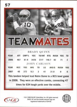 2008 SAGE HIT - Silver #57 Brady Quinn / John Carlson Back