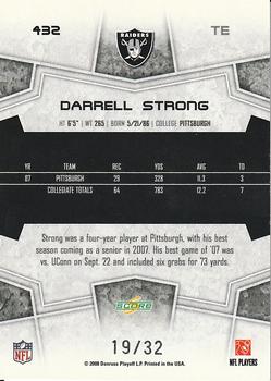 2008 Score - Artist's Proof #432 Darrell Strong Back