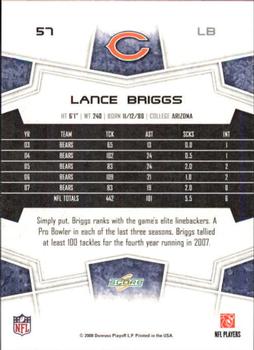 2008 Score - Glossy #57 Lance Briggs Back