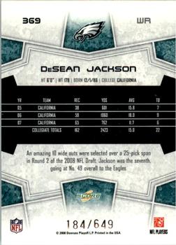2008 Score - Scorecard #369 DeSean Jackson Back