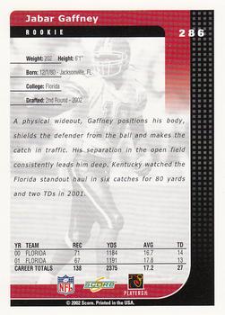 2002 Score #286 Jabar Gaffney Back