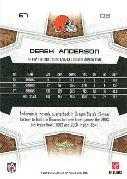 2008 Score - Super Bowl XLIII Black #67 Derek Anderson Back