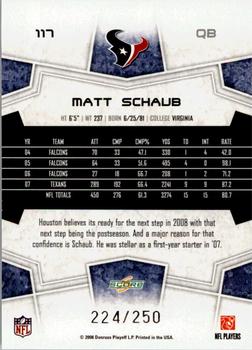 2008 Score - Super Bowl XLIII Light Blue Glossy #117 Matt Schaub Back
