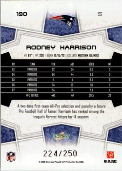 2008 Score - Super Bowl XLIII Light Blue Glossy #190 Rodney Harrison Back