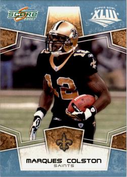 2008 Score - Super Bowl XLIII Light Blue Glossy #195 Marques Colston Front