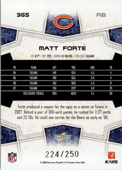 2008 Score - Super Bowl XLIII Light Blue Glossy #365 Matt Forte Back