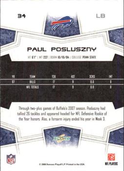 2008 Score - Super Bowl XLIII Gold #34 Paul Posluszny Back