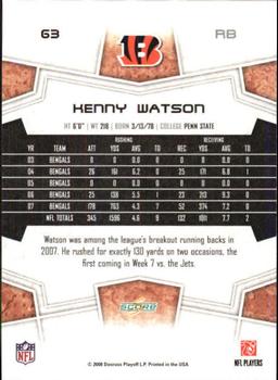 2008 Score - Super Bowl XLIII Gold #63 Kenny Watson Back