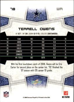 2008 Score - Super Bowl XLIII Gold #78 Terrell Owens Back