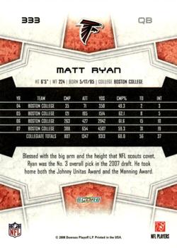 2008 Score - Super Bowl XLIII Gold #333 Matt Ryan Back