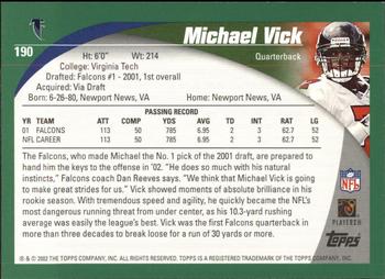 2002 Topps #190 Michael Vick Back