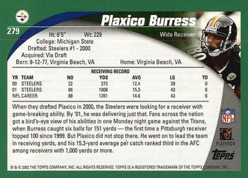 2002 Topps #279 Plaxico Burress Back