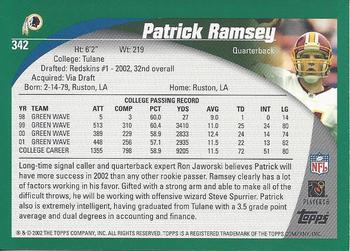 2002 Topps #342 Patrick Ramsey Back