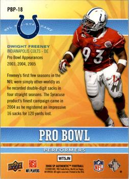 2008 SP Authentic - Pro Bowl Performers #PBP-18 Dwight Freeney Back