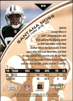 2002 Topps Debut #96 Santana Moss Back