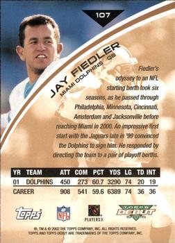 2002 Topps Debut #107 Jay Fiedler Back