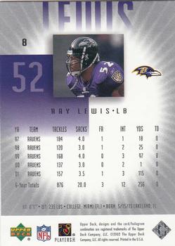 2002 UD Graded #8 Ray Lewis Back