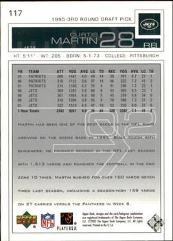 2002 Upper Deck #117 Curtis Martin Back