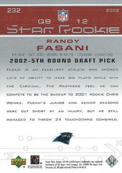 2002 Upper Deck #232 Randy Fasani Back