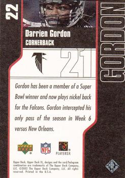 2002 Upper Deck XL #22 Darrien Gordon Back