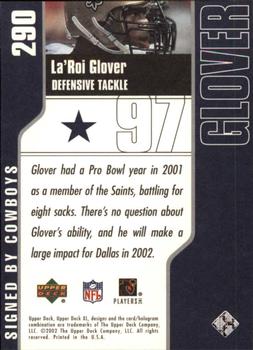 2002 Upper Deck XL #290 La'Roi Glover Back