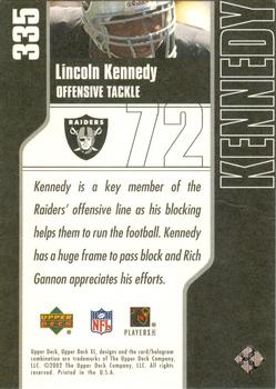 2002 Upper Deck XL #335 Lincoln Kennedy Back