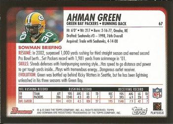 2003 Bowman #67 Ahman Green Back