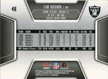 2003 Flair #46 Tim Brown Back