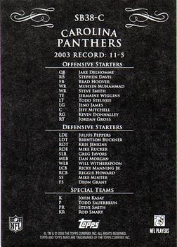 2008 Topps Mayo - Super Bowl Match-ups #SB38-C Carolina Panthers Back