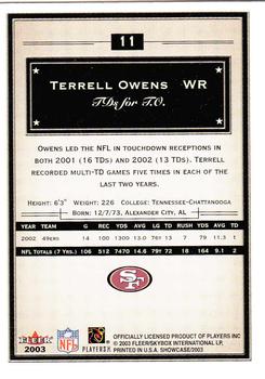 2003 Fleer Showcase #11 Terrell Owens Back