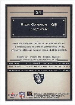 2003 Fleer Showcase #24 Rich Gannon Back