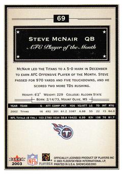 2003 Fleer Showcase #69 Steve McNair Back