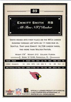 2003 Fleer Showcase #89 Emmitt Smith Back