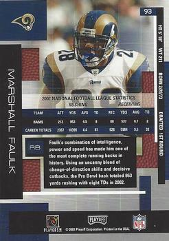 2003 Playoff Absolute Memorabilia #93 Marshall Faulk Back